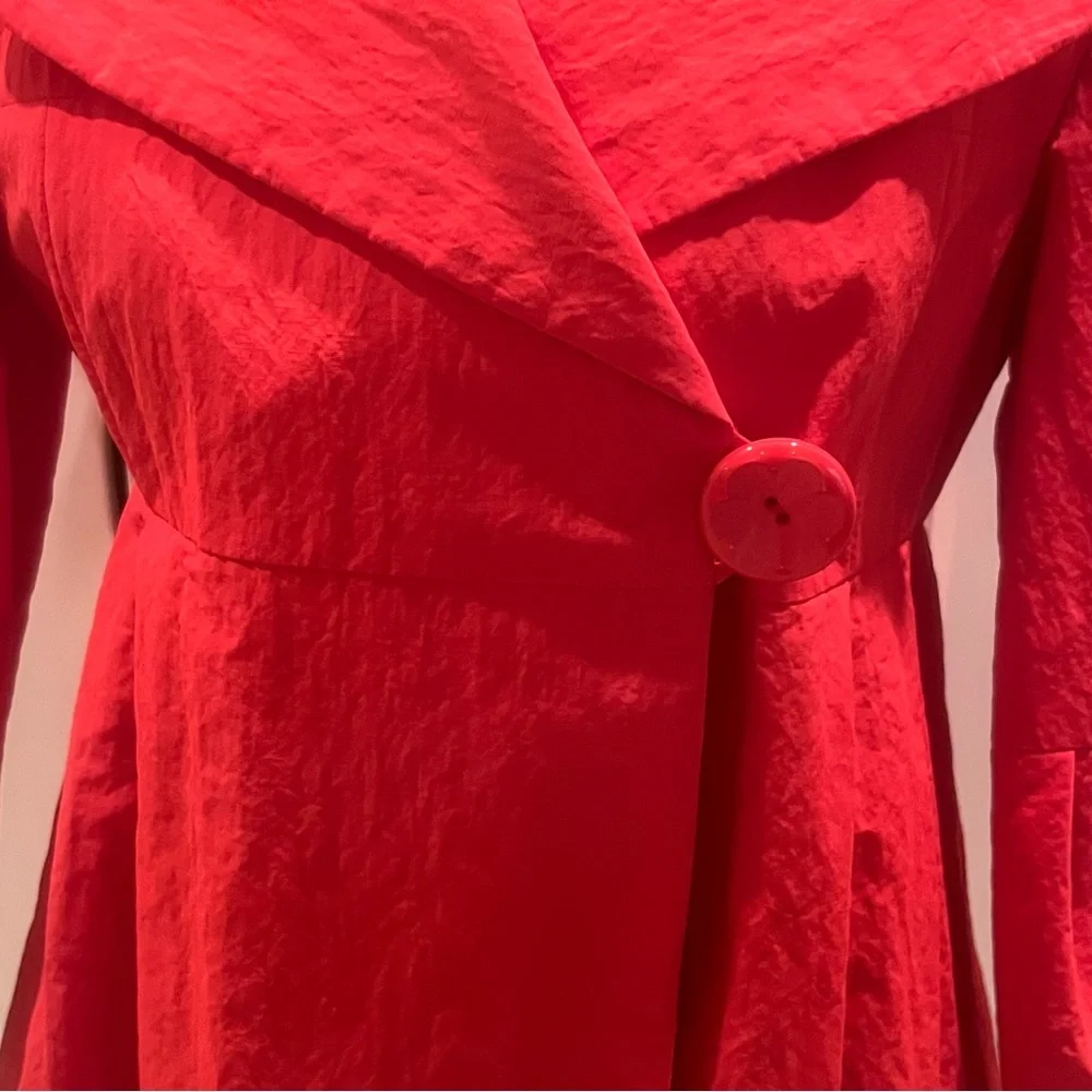 Vintage Nanette Lepore Arrivederci Deep Coral Raincoat Jacket Coat - Picture 7 of 11